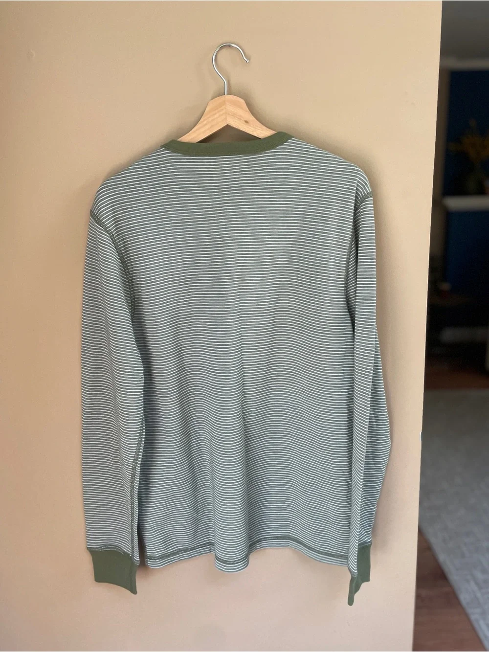 J Crew Mens Striped Long Sleeve Crew Neck‎ Shirt Tee Size Medium Green NWOT